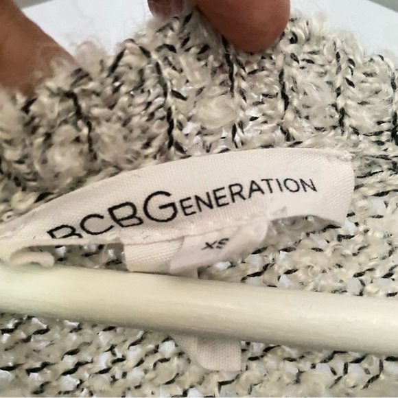 BCBGeneration Wool Blend Long Sleeves Sweater Dress in White/Black — XS - Picture 3 of 5